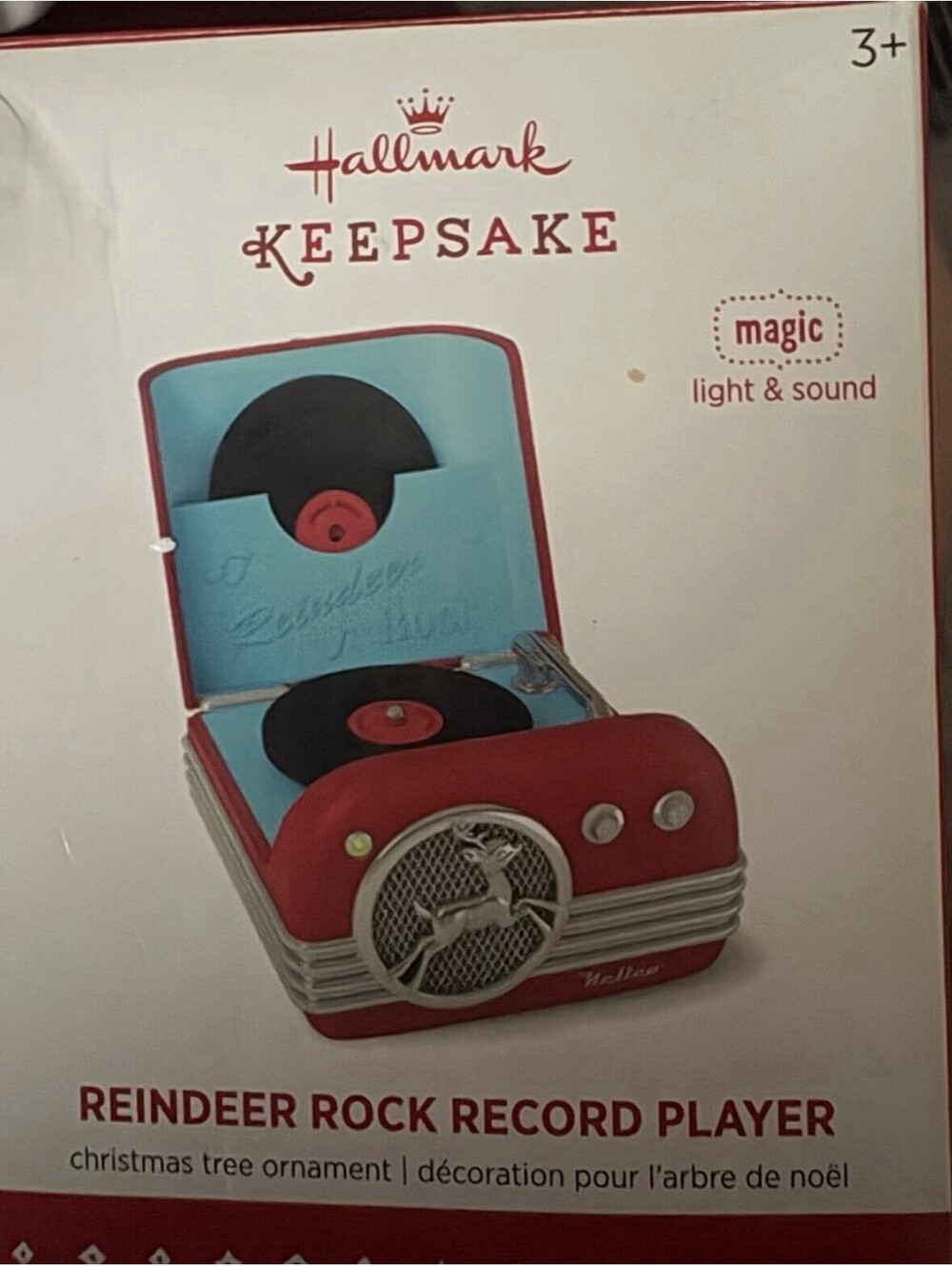 2015 Hallmark Reindeer Rock Record Player Ornament New In Box